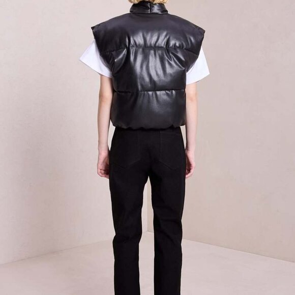 A.L.C. Willow Faux Leather Puffer Vest - Size XS S 0 2 - Black - Picture 3 of 7